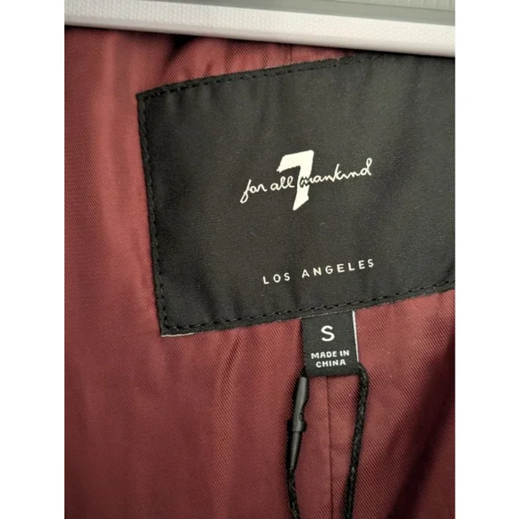 Women's 7 For All Mankind S Burgundy Floral Quilted Puffer Jacket - Picture 7 of 13